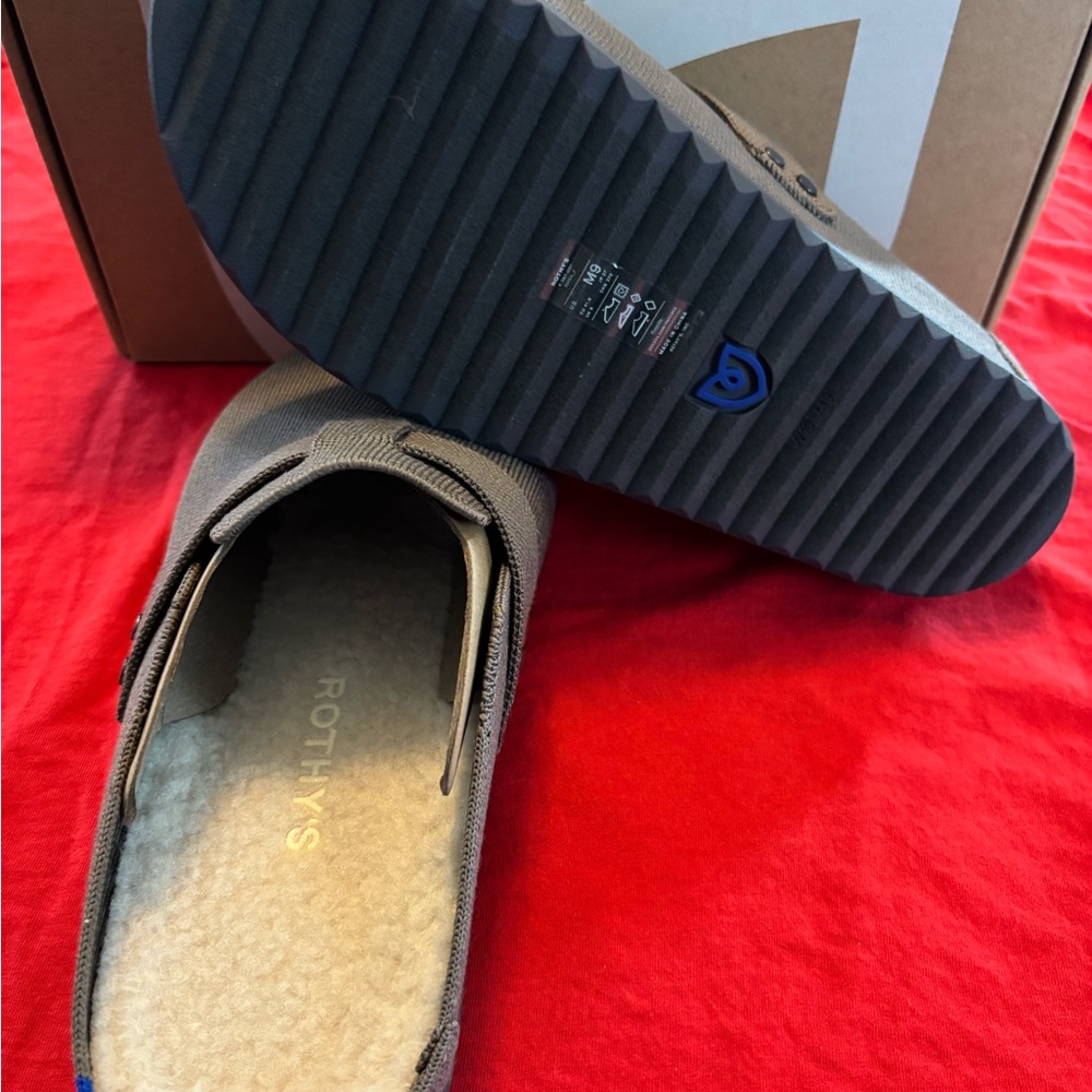 Rothy's Taupe Men's Slip-On Loafers Sparrow Cozy Clog - Picture 5 of 7
